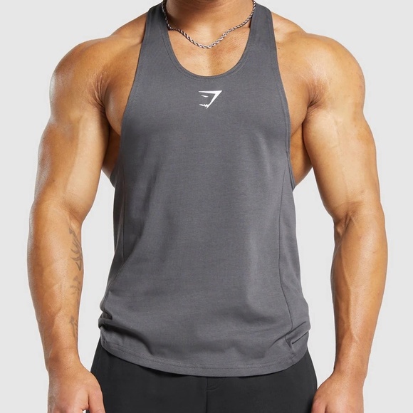 NEW Gymshark React Stringer Large Slim Fit Grey - Picture 1 of 6